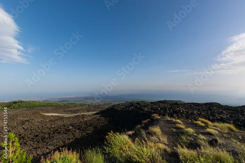 Landscape from the Mount etna  Sicily  lava stones.