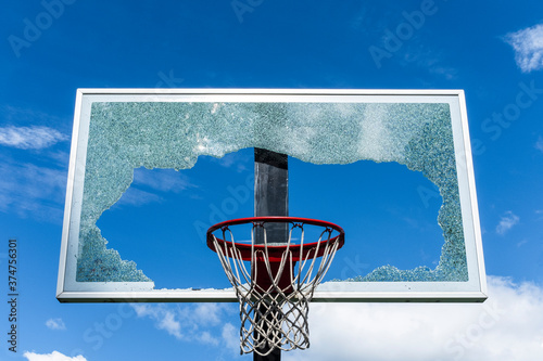Photography Shattered basketball backboard