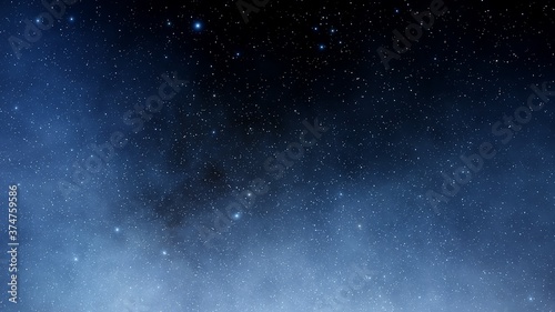 Stars in sky, starry night starlight shine of milky way, space cosmic background, starry background 3d render