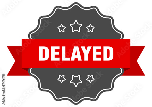 delayed label. delayed isolated seal. sticker. sign