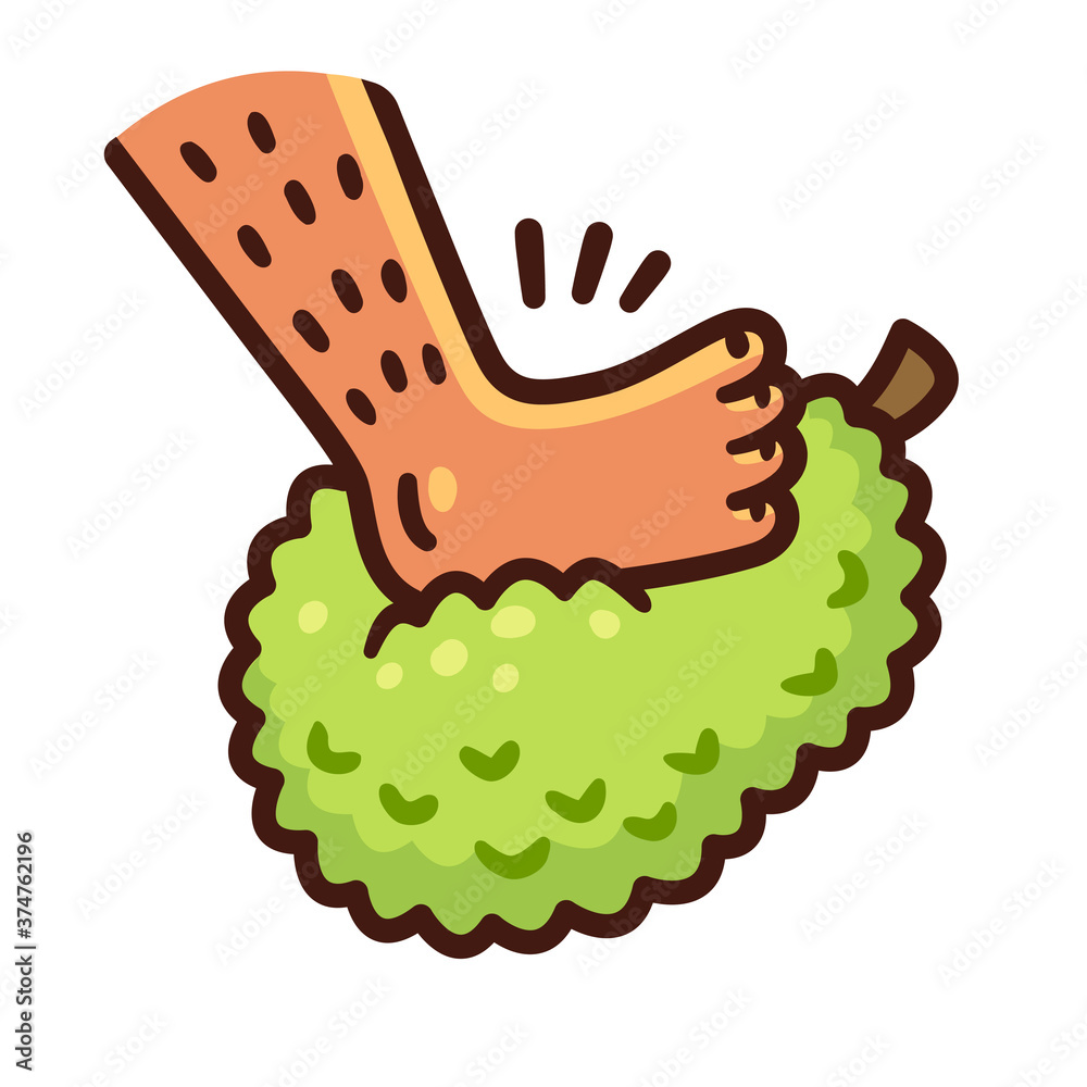 Cartoon foot stepping on jackfruit vector de Stock | Adobe Stock