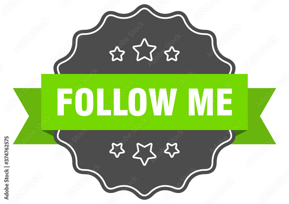 follow me label. follow me isolated seal. sticker. sign