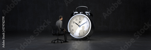 Businessman and the time concept. 3d rendering photo