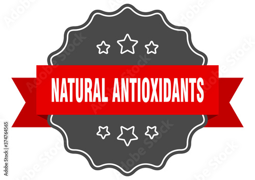 natural antioxidants label. natural antioxidants isolated seal. sticker. sign