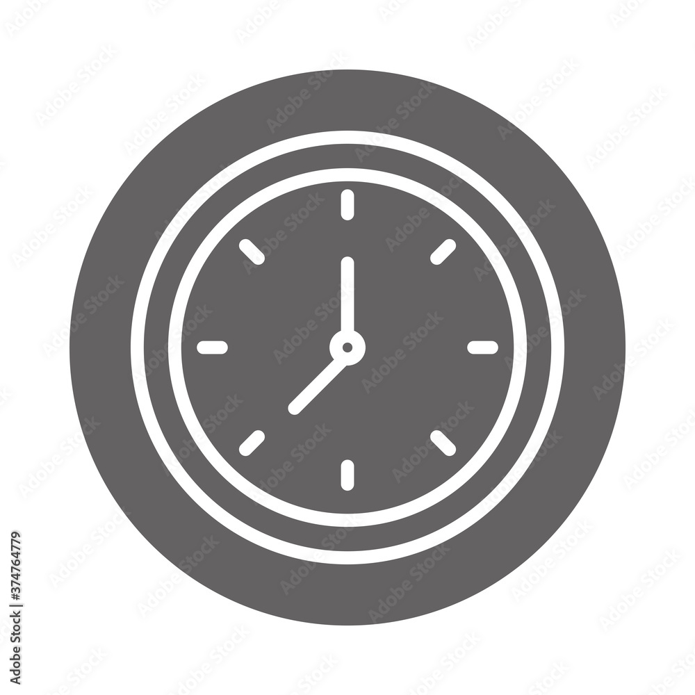 round clock time hour, block and line icon round clock time hour, block and line icon