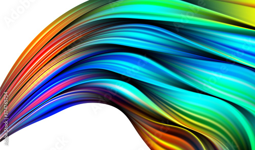 3D Colorful abstract twisted fluide shape flow. Trendy liquid design.