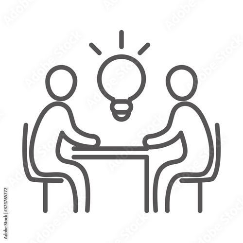 team people work creativity, coworking office business workspace, line icon design