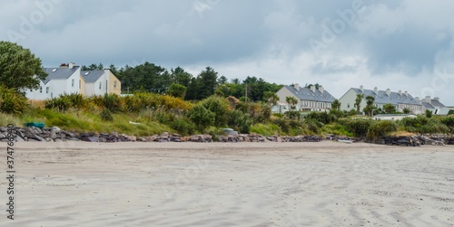 Panorama Cottage Houses behind Beach Ireland 