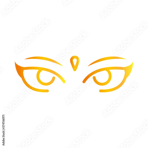 happy diwali india festival, eyes of goddess durga deepavali religion event gradient style icon vector