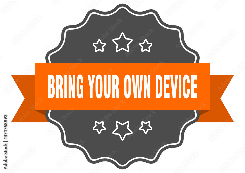 bring your own device label. bring your own device isolated seal. sticker. sign