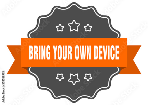 bring your own device label. bring your own device isolated seal. sticker. sign