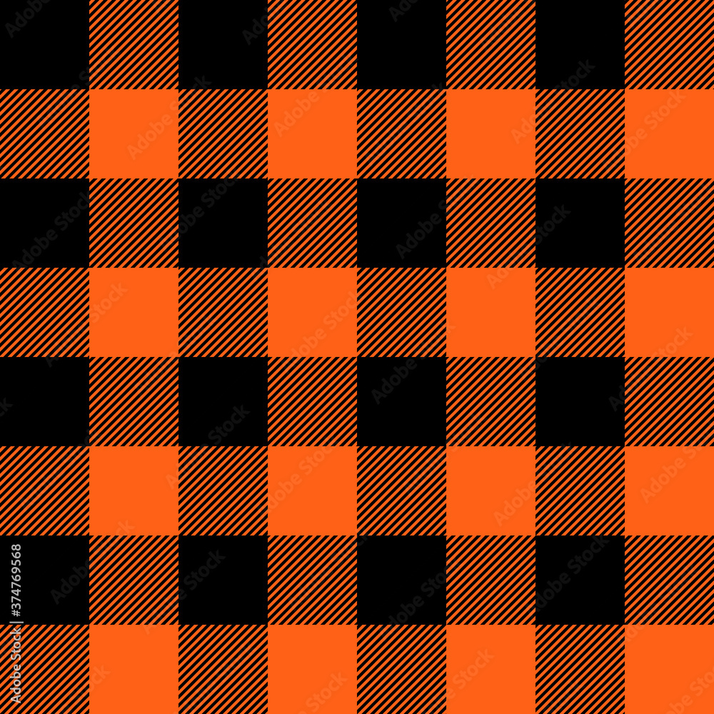 Tartan Halloween Orange plaid. Scottish pattern in black and orange