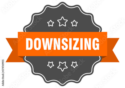 downsizing label. downsizing isolated seal. sticker. sign