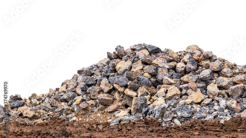 Isolates granite piles on the ground.