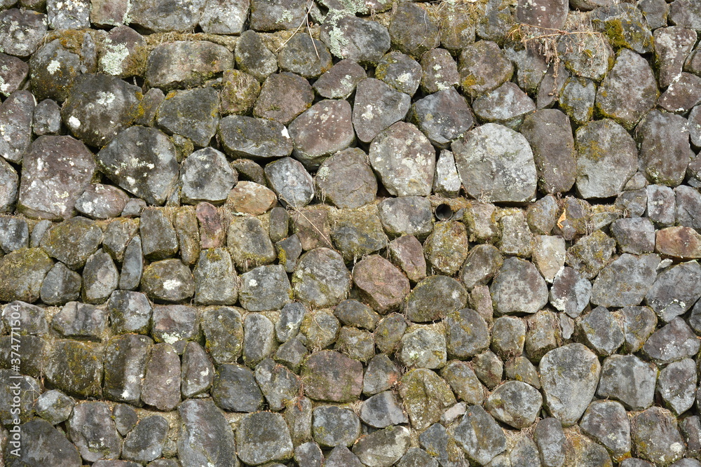 Pile of gray rocks forming a wall background