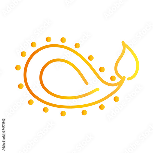 happy diwali india festival, burning flame festival deepavali religion event gradient style icon vector