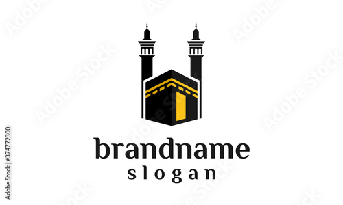 Kaaba mecca logo design vector