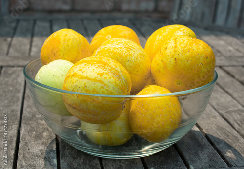 Clear Glass Bowl of Fresh Lemon Cucumbers