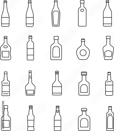 set of wine bottles line icon