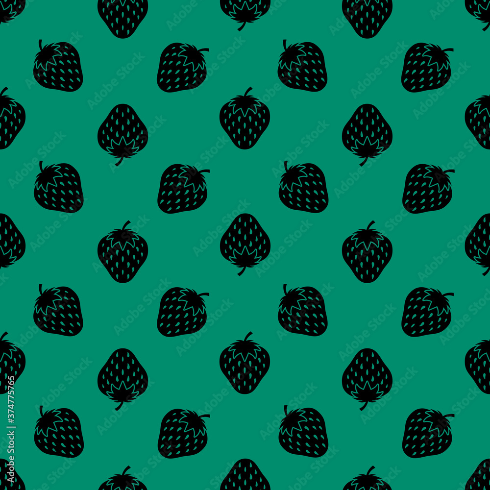 Strawberries seamless repeat pattern background