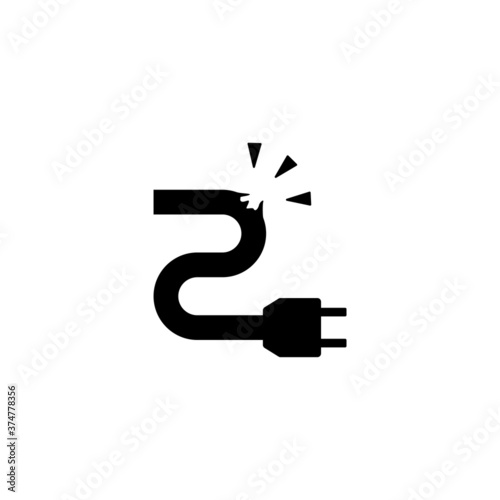 The power cord is broken icon vector isolated on white