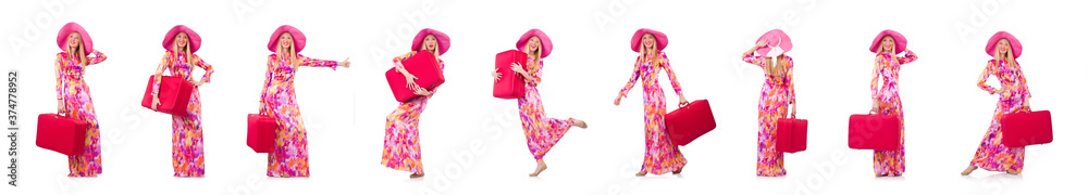 Woman going to summer vacation isolated on white Woman going to summer vacation isolated on white