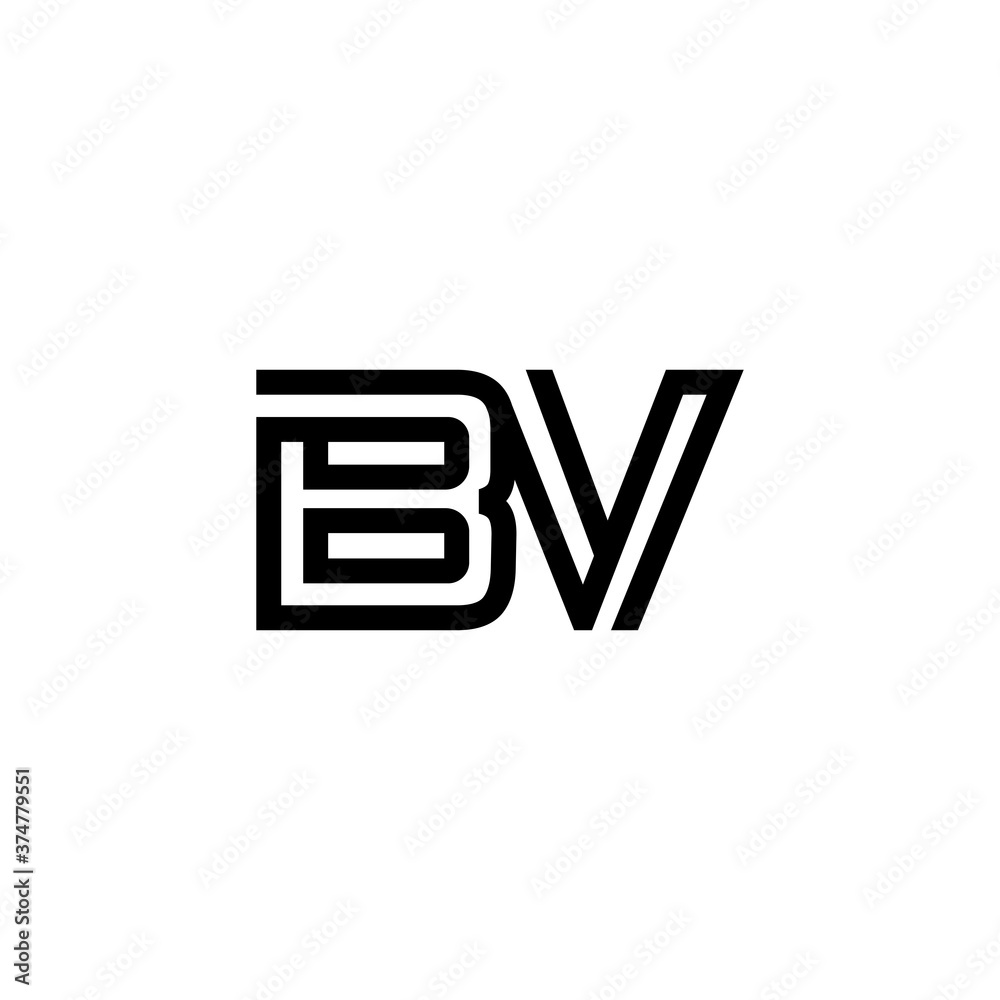 initial letter bv line stroke logo modern initial letter bv line stroke logo modern