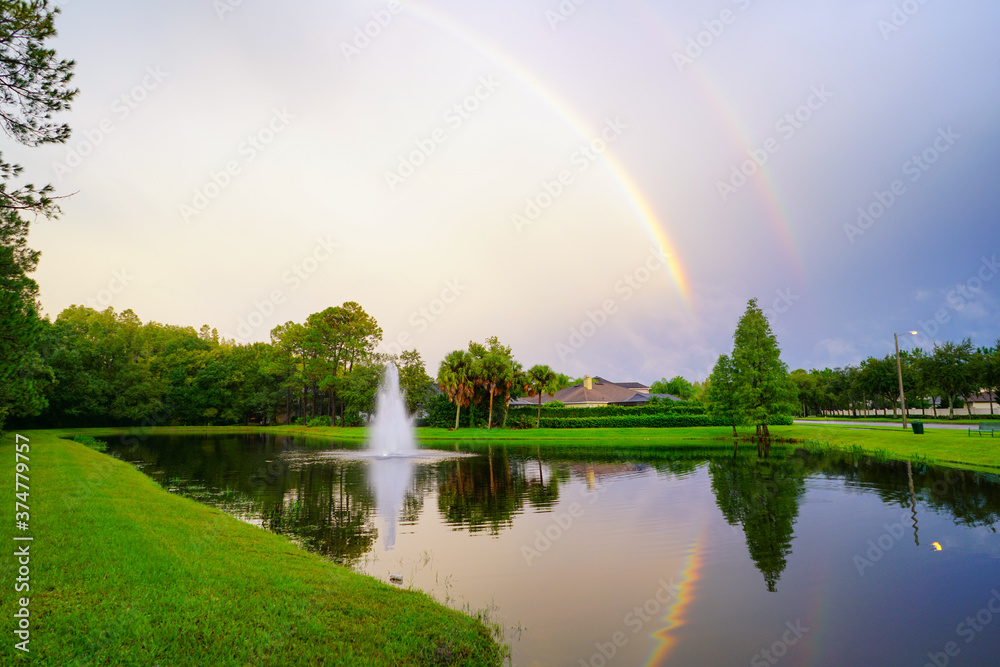 Beautiful double rainbow in summer Beautiful double rainbow in summer