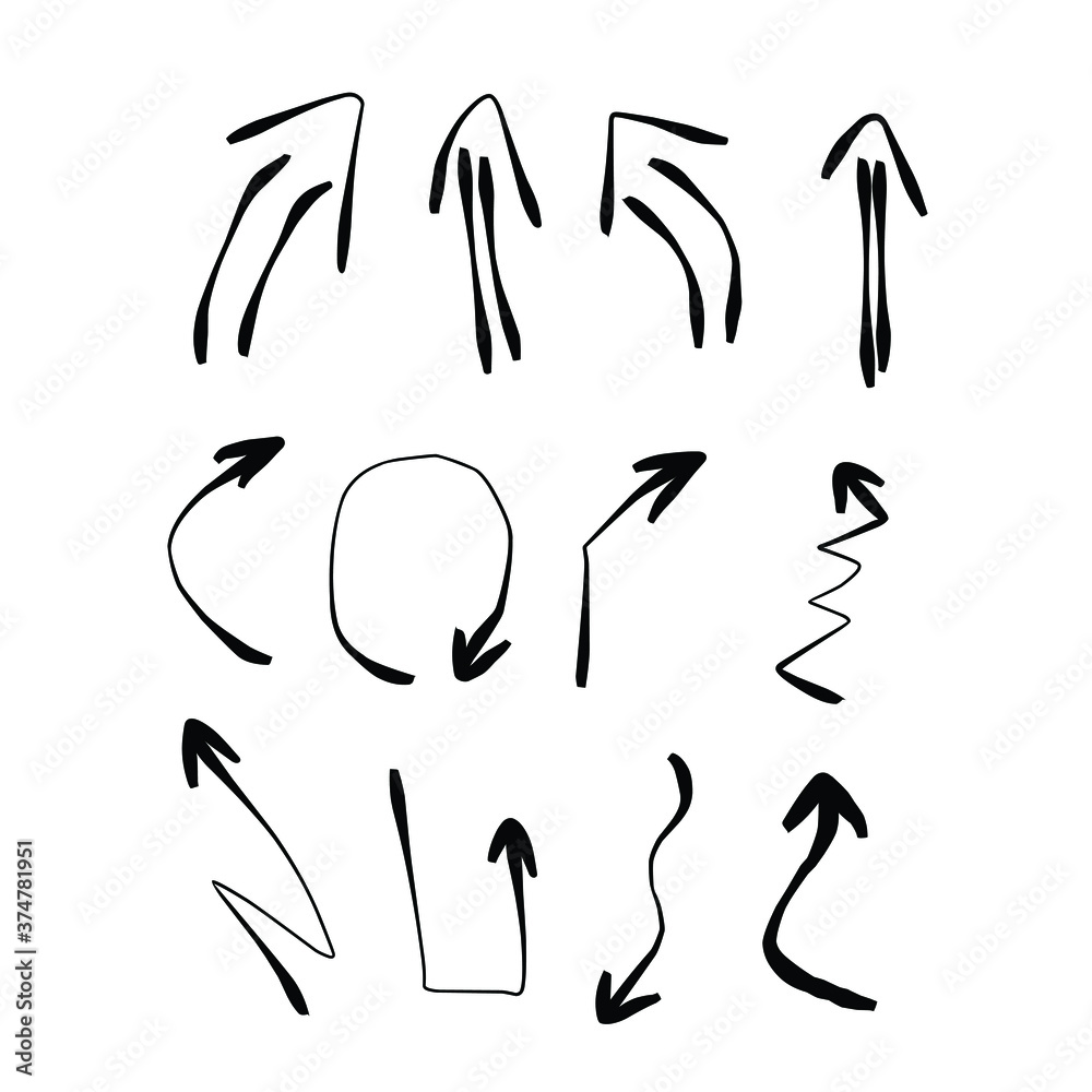 Set of rough hand drawn, grunge, handmade elements arrows, waypoints isolated on white background EPS Vector Set of rough hand drawn, grunge, handmade elements arrows, waypoints isolated on white background EPS Vector