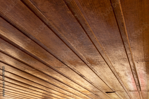 Wood texture with thin planks in light colors and cross lines