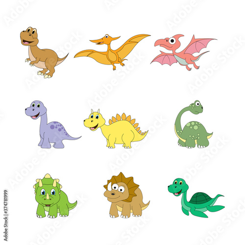 adorable dinosaur cartoon simple vector illustration