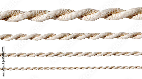 White rope on white background. File contains with clipping path so easy to work.