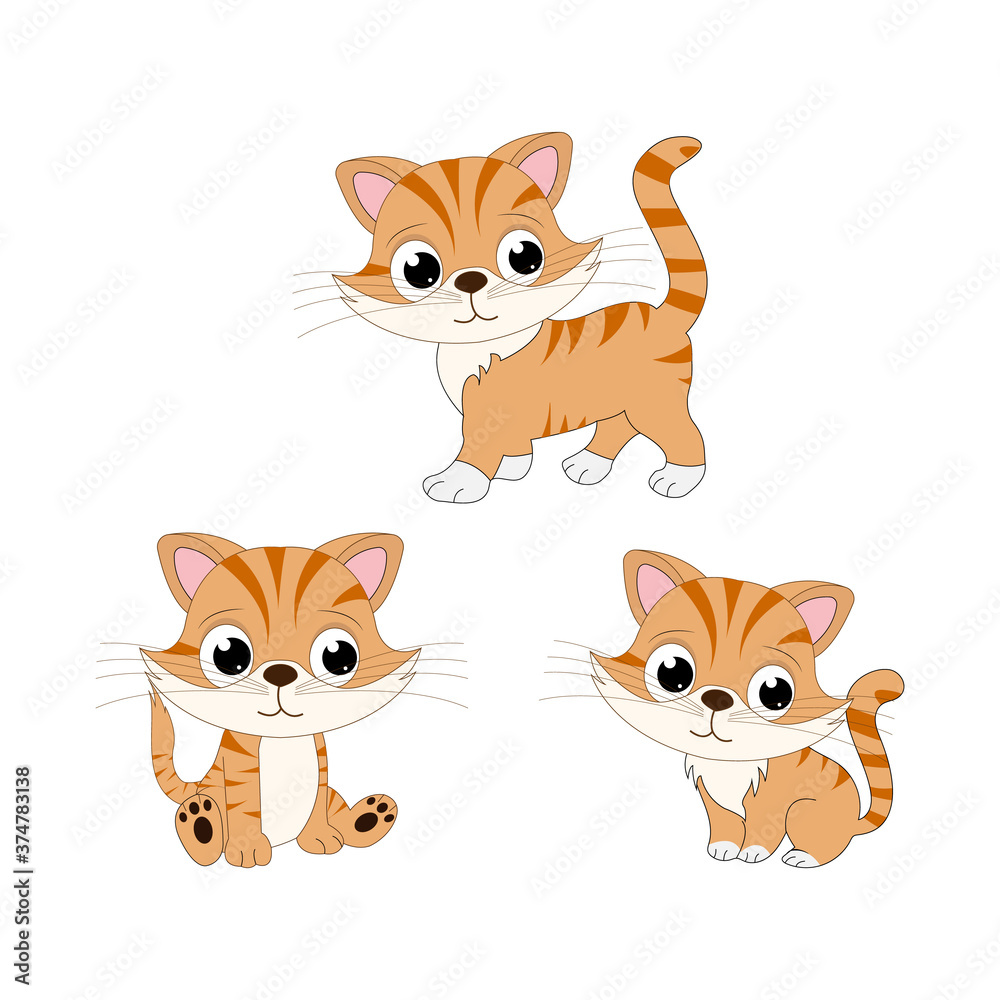 illustration vector graphic of cute cat animal character cartoon isolated, perfect for cover, book, birthday card, gift card, wrap paper, sticker, t-shirt, memo, decoration
