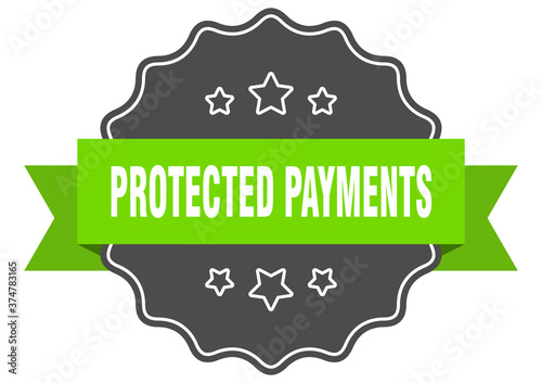 protected payments label. protected payments isolated seal. sticker. sign