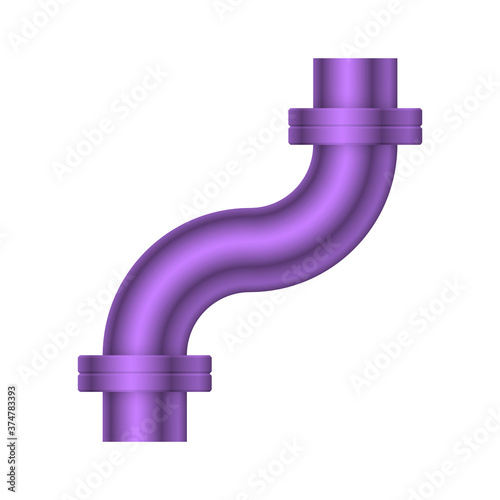 Pipe vector. Made from steel or metal connection by flange fitting fixing by screw and bolt. Part for pipeline construction to transportation oil and gas in industry, water in plumbing and irrigation.