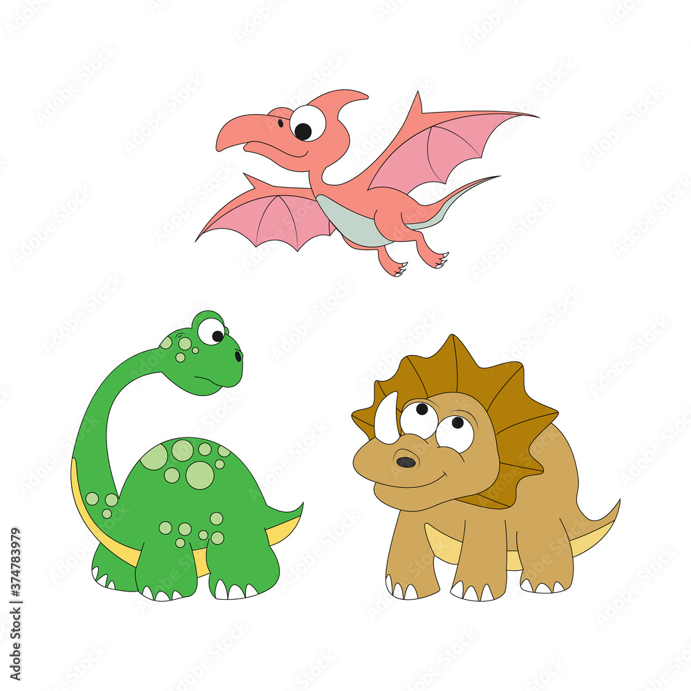 cute dinosaur cartoon simple vector illustration