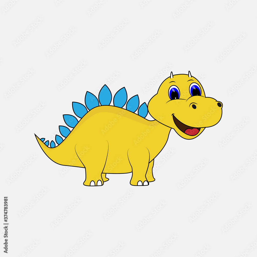 Fototapeta premium cute dinosaur cartoon simple vector illustration