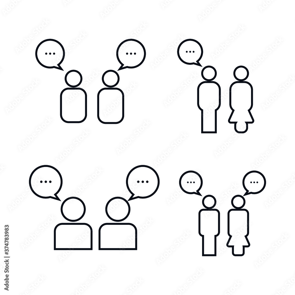 Set, collection of two people chatting, speaking, conversation icon on white background illustration EPS Vector Set, collection of two people chatting, speaking, conversation icon on white background illustration EPS Vector