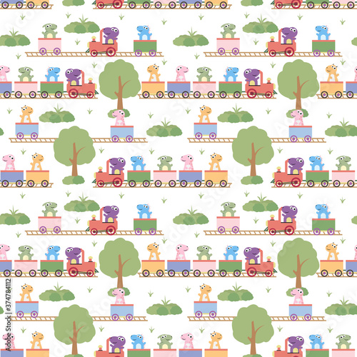 seamless pattern with cute animal charater