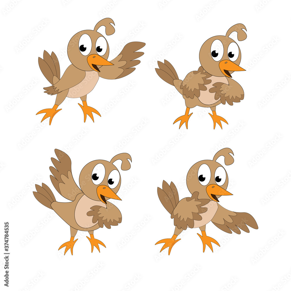 Obraz premium illustration vector graphic of cute bird animal character cartoon isolated, perfect for cover, book, birthday card, gift card, wrap paper, sticker, t-shirt, memo, decoration