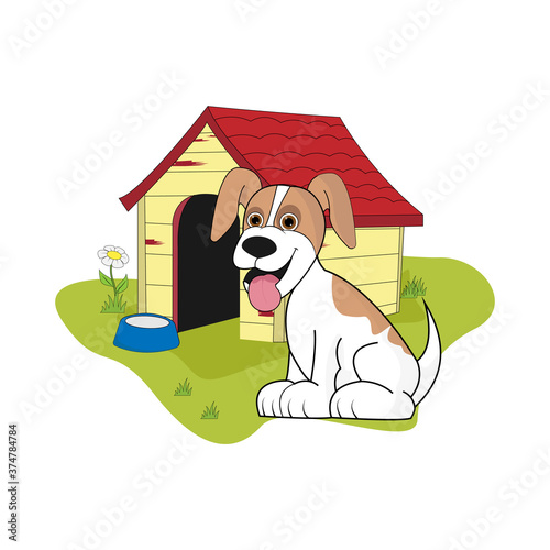 illustration vector graphic of cute dog animal character cartoon isolated, perfect for cover, book, birthday card, gift card, wrap paper, sticker, t-shirt, memo, decoration