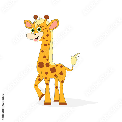 illustration vector graphic of cute giraffe animal character cartoon isolated, perfect for cover, book, birthday card, gift card, wrap paper, sticker, t-shirt, memo, decoration © Curut Design Store