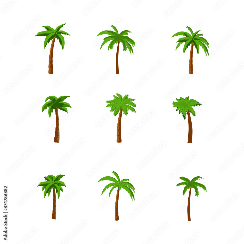palm trees set - obrazy, fototapety, plakaty 