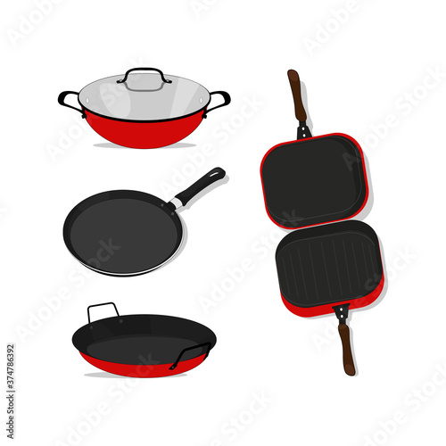 pan with kitchen utensils