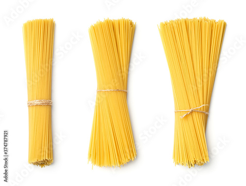 Collection of spaghetti isolated on white background