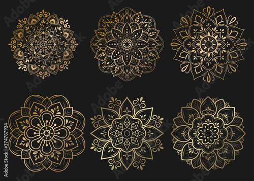 Set of mandala with floral ornament pattern,Vector mandala relaxation patterns unique design with nature style, Hand drawn pattern,Mandala template for page decoration cards, book, logos