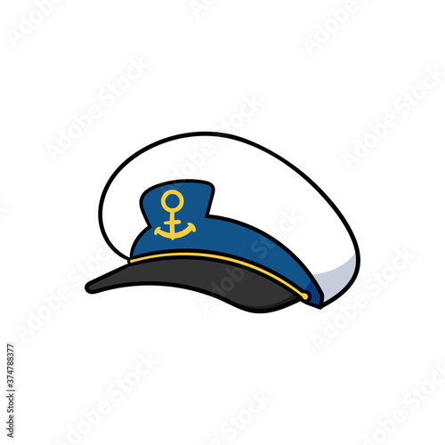 Cartoon Sailor Captain Hat Vector Illustration
