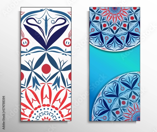 The front and rear side. mandala design elements. Wedding invitation