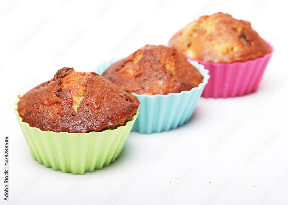 cupcakes on a white background, close up cupcakes on a white background, close up