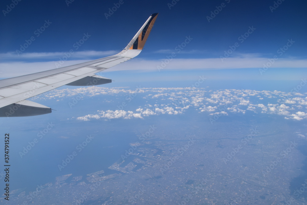 The view of Kansai from an airplane in Japan